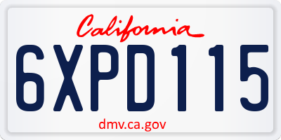 CA license plate 6XPD115