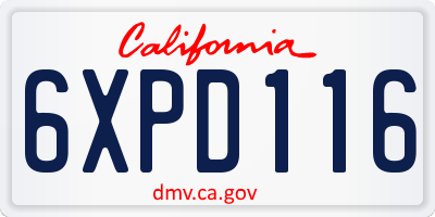 CA license plate 6XPD116