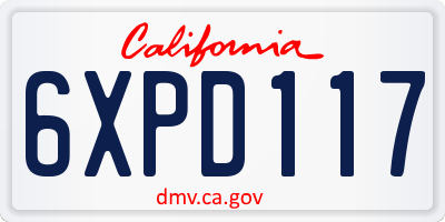 CA license plate 6XPD117