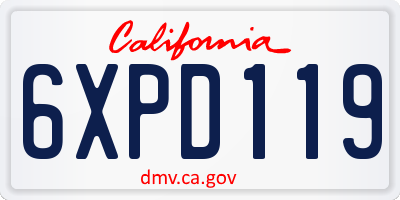 CA license plate 6XPD119