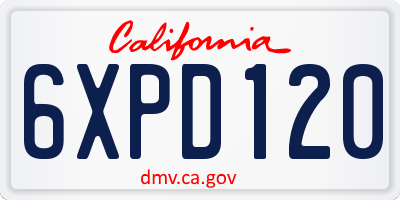 CA license plate 6XPD120