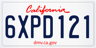 CA license plate 6XPD121