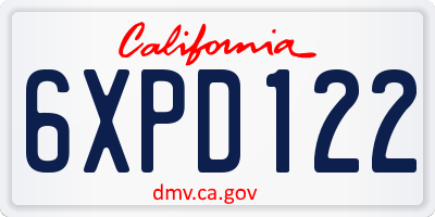 CA license plate 6XPD122
