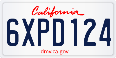 CA license plate 6XPD124