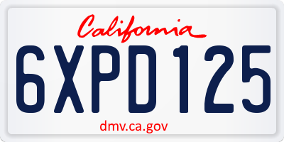 CA license plate 6XPD125