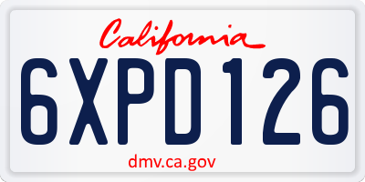 CA license plate 6XPD126