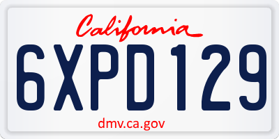 CA license plate 6XPD129
