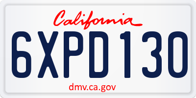 CA license plate 6XPD130