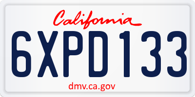 CA license plate 6XPD133