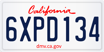 CA license plate 6XPD134