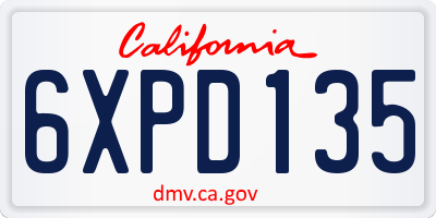 CA license plate 6XPD135