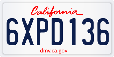 CA license plate 6XPD136