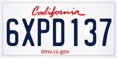 CA license plate 6XPD137