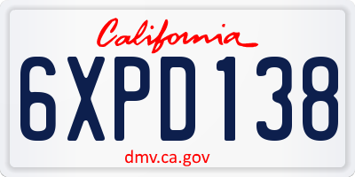 CA license plate 6XPD138