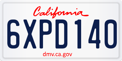 CA license plate 6XPD140