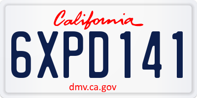 CA license plate 6XPD141
