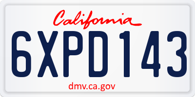 CA license plate 6XPD143