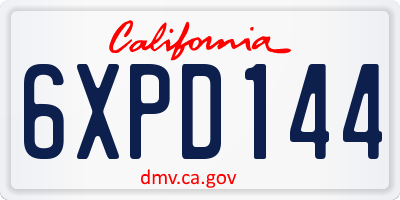 CA license plate 6XPD144