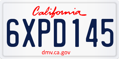 CA license plate 6XPD145