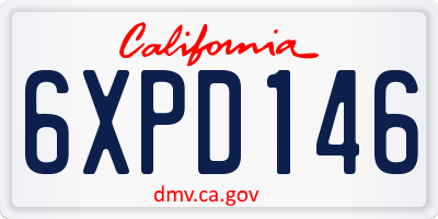 CA license plate 6XPD146