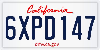 CA license plate 6XPD147