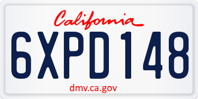 CA license plate 6XPD148
