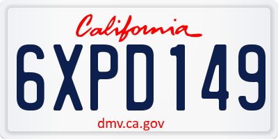CA license plate 6XPD149