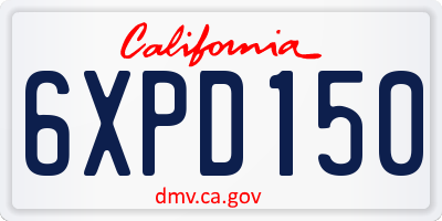 CA license plate 6XPD150