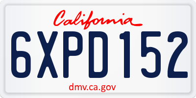 CA license plate 6XPD152