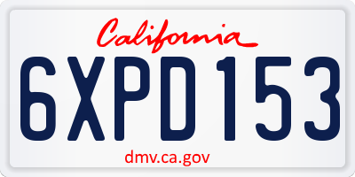 CA license plate 6XPD153