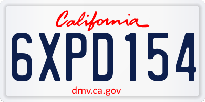 CA license plate 6XPD154
