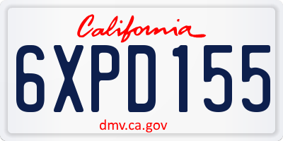 CA license plate 6XPD155