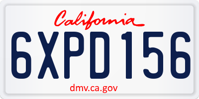 CA license plate 6XPD156