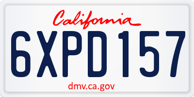 CA license plate 6XPD157