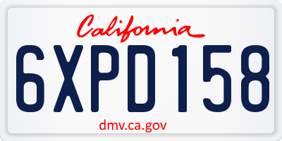 CA license plate 6XPD158