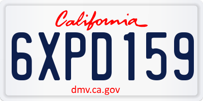 CA license plate 6XPD159