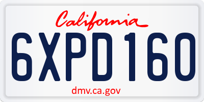 CA license plate 6XPD160
