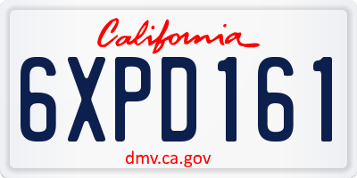 CA license plate 6XPD161