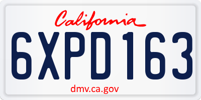 CA license plate 6XPD163