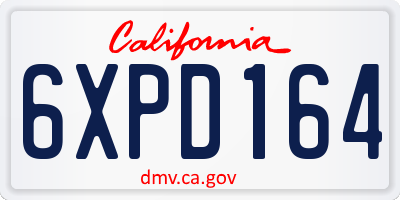 CA license plate 6XPD164