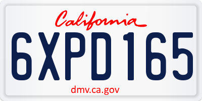 CA license plate 6XPD165