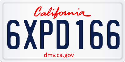 CA license plate 6XPD166