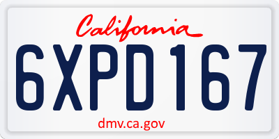 CA license plate 6XPD167