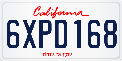 CA license plate 6XPD168