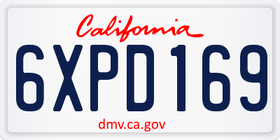 CA license plate 6XPD169