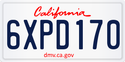 CA license plate 6XPD170