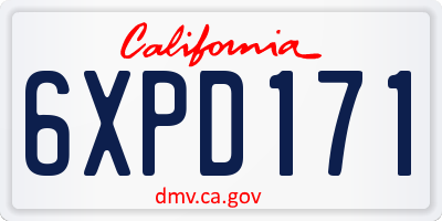 CA license plate 6XPD171