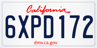 CA license plate 6XPD172