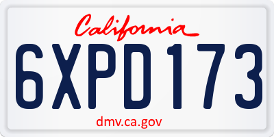 CA license plate 6XPD173