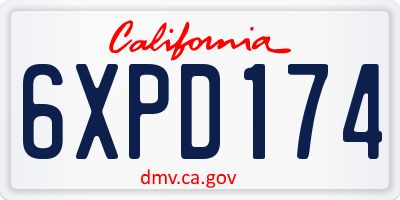 CA license plate 6XPD174